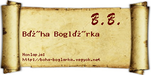 Bóha Boglárka névjegykártya